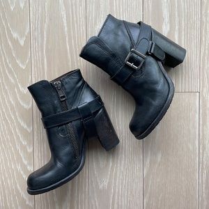 All Saints Jules zippered leather heeled boots with removable strap